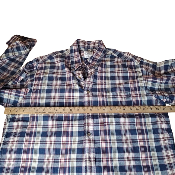 Brooks Brothers Sport Shirt. Blue and Red Plaid, Long Sleeve. LG. E0073 - Picture 5 of 9